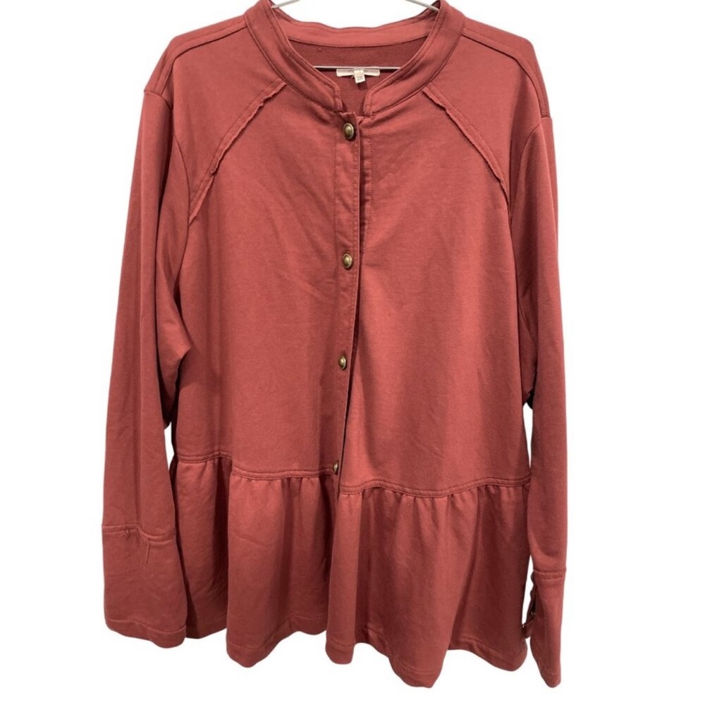 Maurices Button Front Peplum Shirt Womens 2X Long Sleeve Modern Business Casual